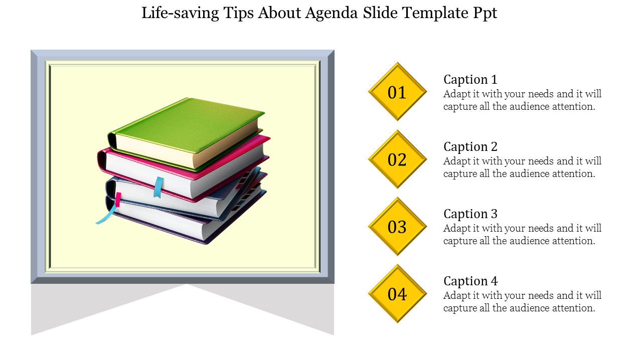 Free - Four Node Agenda Slide Template PPT With Book